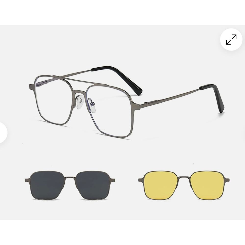 Black Sunglasses Clip on Magnetic 3 in 1 with Case night driving 144MM*47*143MM